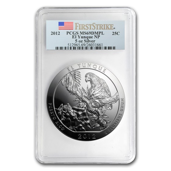 2012 5 oz Silver ATB El Yunque MS-69 DMPL PCGS (FirstStrike®) 2012 5 oz Silver ATB El Yunque MS-69 DMPL PCGS (FirstStrike®)